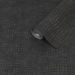 Superfresco Easy Black Crocodile Textured Wallpaper