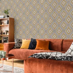 Superfresco Easy Grey & Yellow Geometric Woven Effect Textured Wallpaper -Trade Point Sale superfresco easy grey yellow geometric woven effect textured wallpaper5011583512854 01i bq