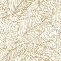 Superfresco Easy Kaya White Leaves Gold Effect Smooth Wallpaper