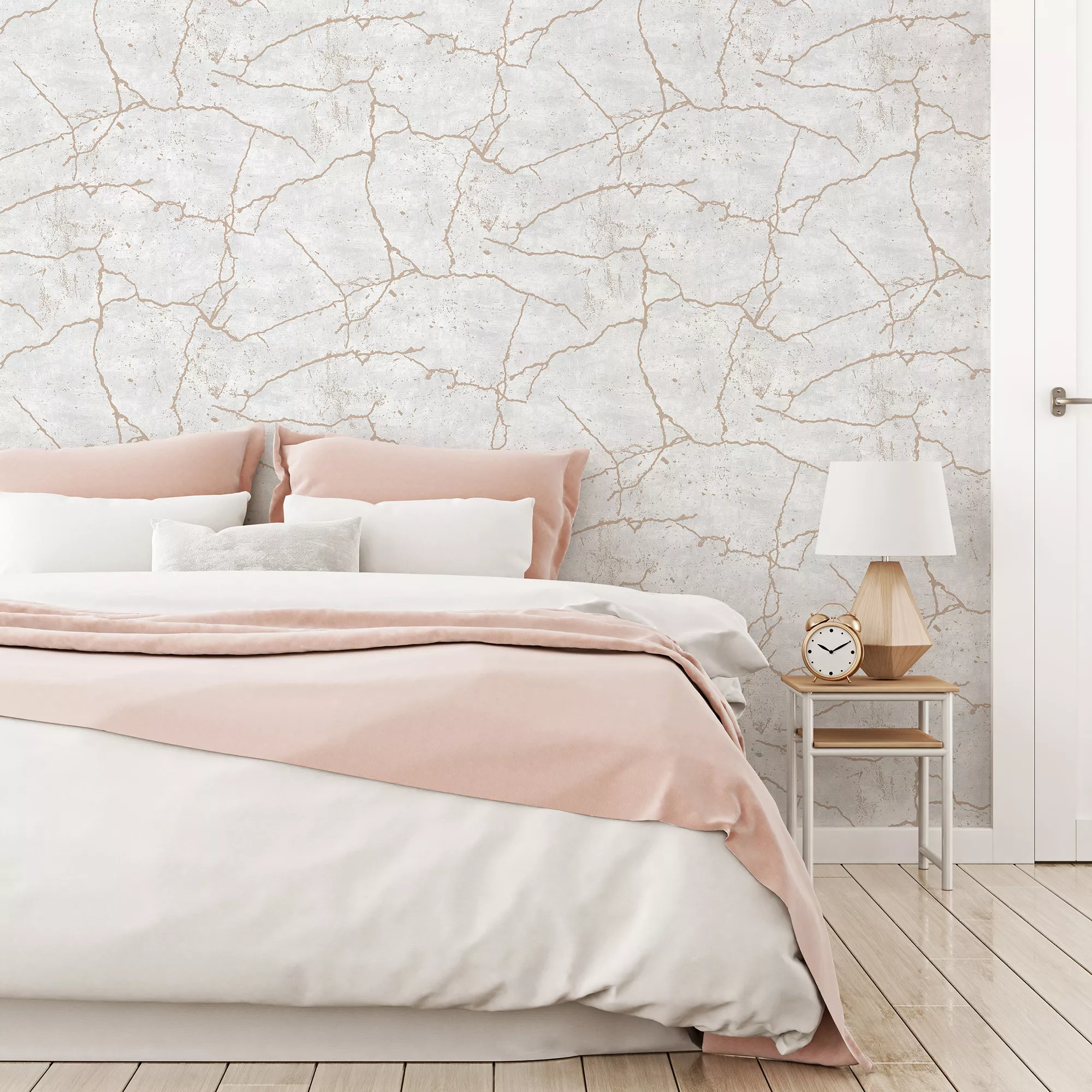 Superfresco Easy Kintsugi White Tile Rose Gold Effect Smooth Wallpaper 7 Superfresco Easy Kintsugi White Tile Rose Gold Effect Smooth Wallpaper - Image 5