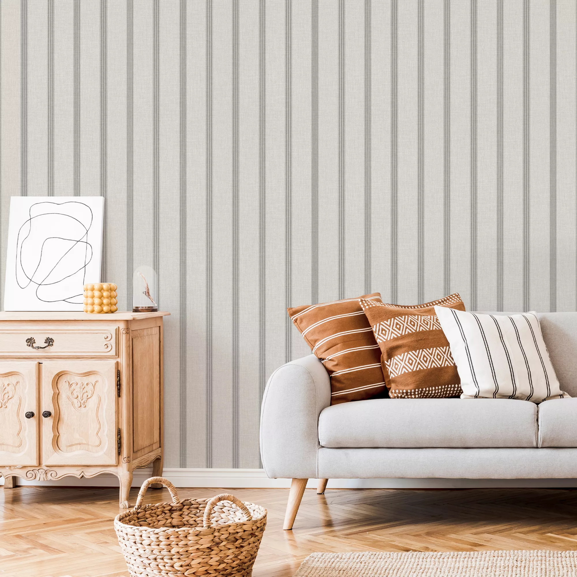 Superfresco Easy Natural Stripe Fabric Effect Smooth Wallpaper 6 Superfresco Easy Natural Stripe Fabric Effect Smooth Wallpaper - Image 4
