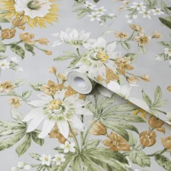 Superfresco Easy Passion Grey & Ochre Floral Smooth Wallpaper