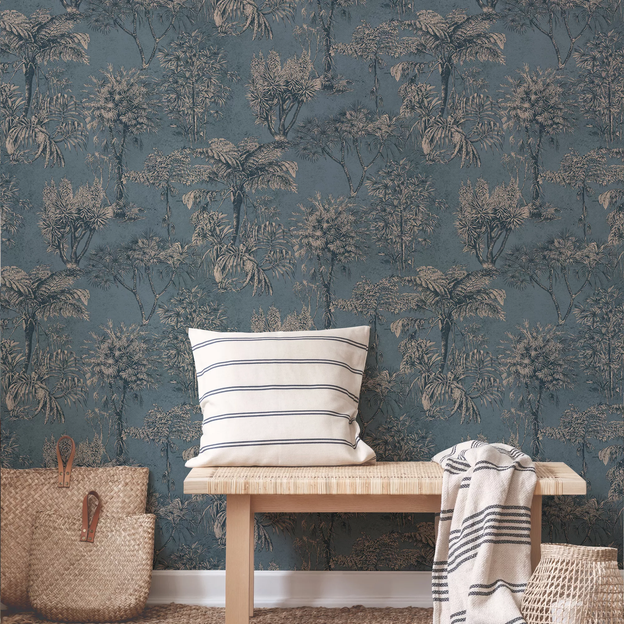 Superfresco Easy Wanderlust Blue Tropical Metallic Effect Smooth Wallpaper 8 Superfresco Easy Wanderlust Blue Tropical Metallic Effect Smooth Wallpaper - Image 6