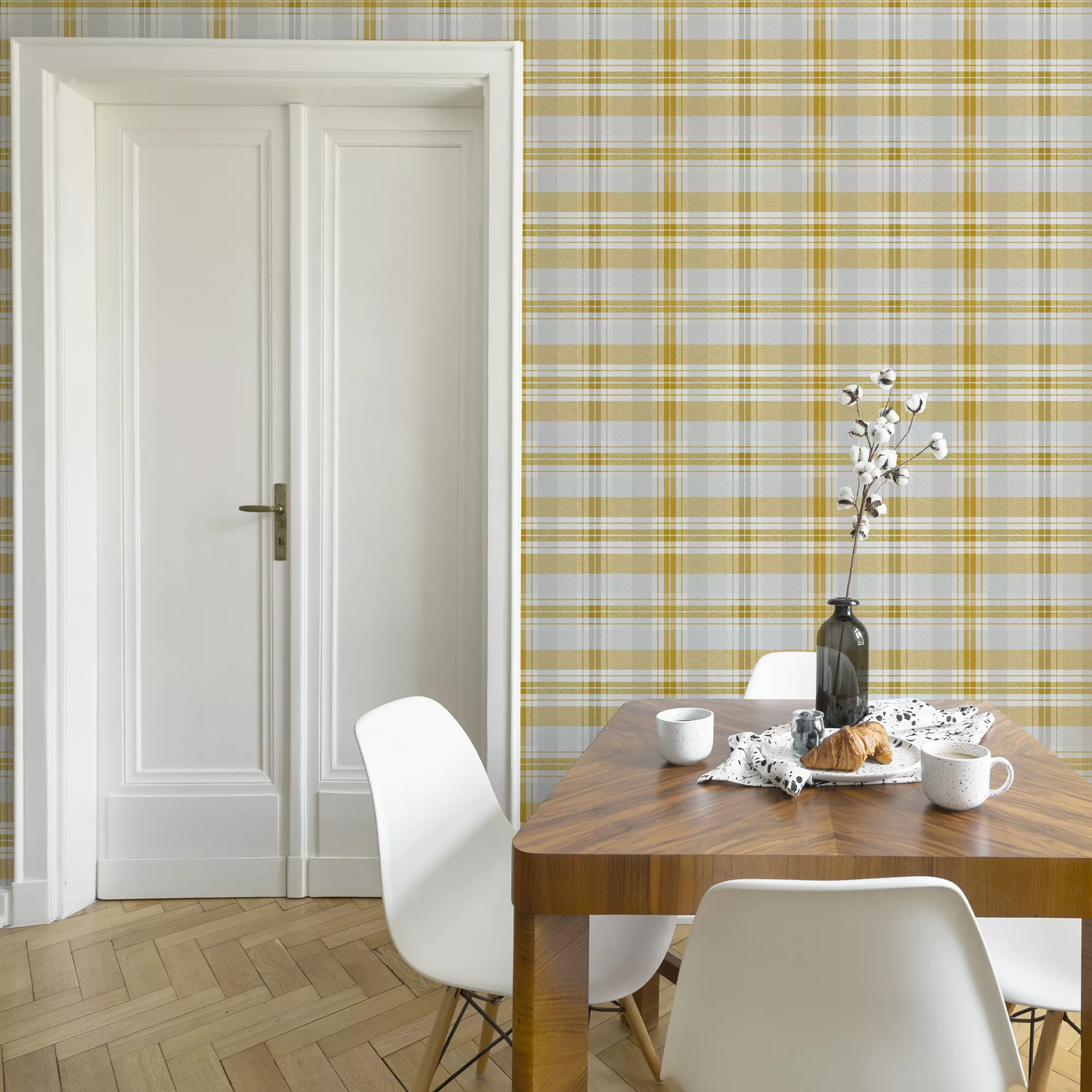 Superfresco Easy Yellow Tartan Fabric Effect Smooth Wallpaper 6 Superfresco Easy Yellow Tartan Fabric Effect Smooth Wallpaper - Image 4