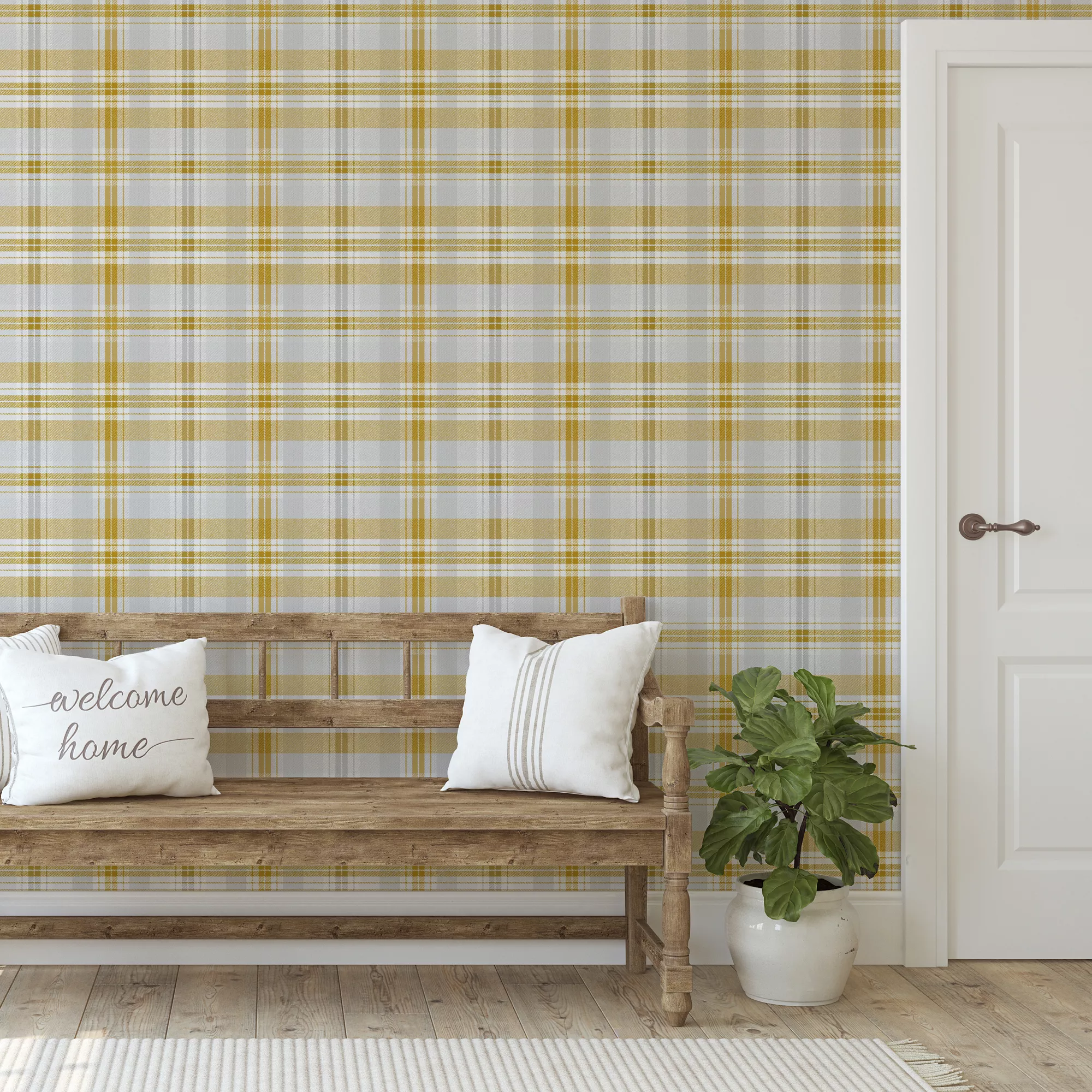 Superfresco Easy Yellow Tartan Fabric Effect Smooth Wallpaper 7 Superfresco Easy Yellow Tartan Fabric Effect Smooth Wallpaper - Image 5