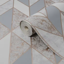 Superfresco Milan Geometric Rose Gold Effect Smooth Wallpaper