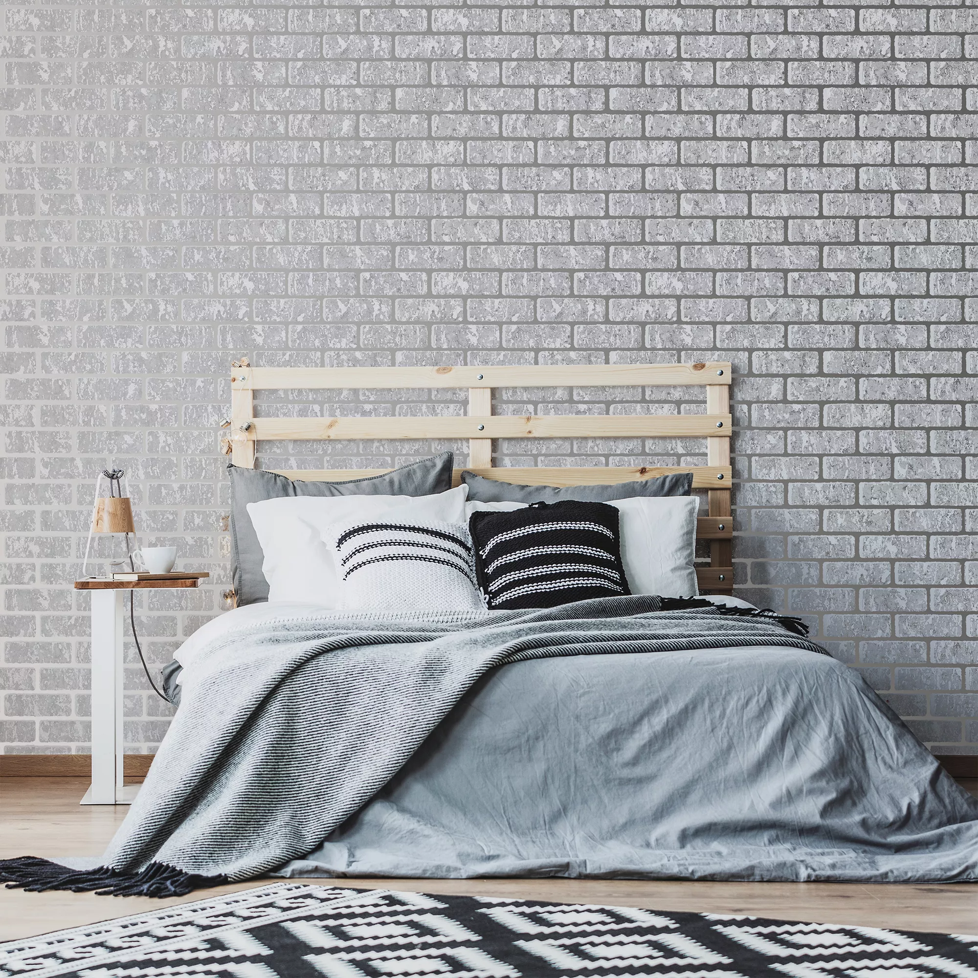 Superfresco Milan Grey Brick Silver Effect Smooth Wallpaper 6 Superfresco Milan Grey Brick Silver Effect Smooth Wallpaper - Image 4
