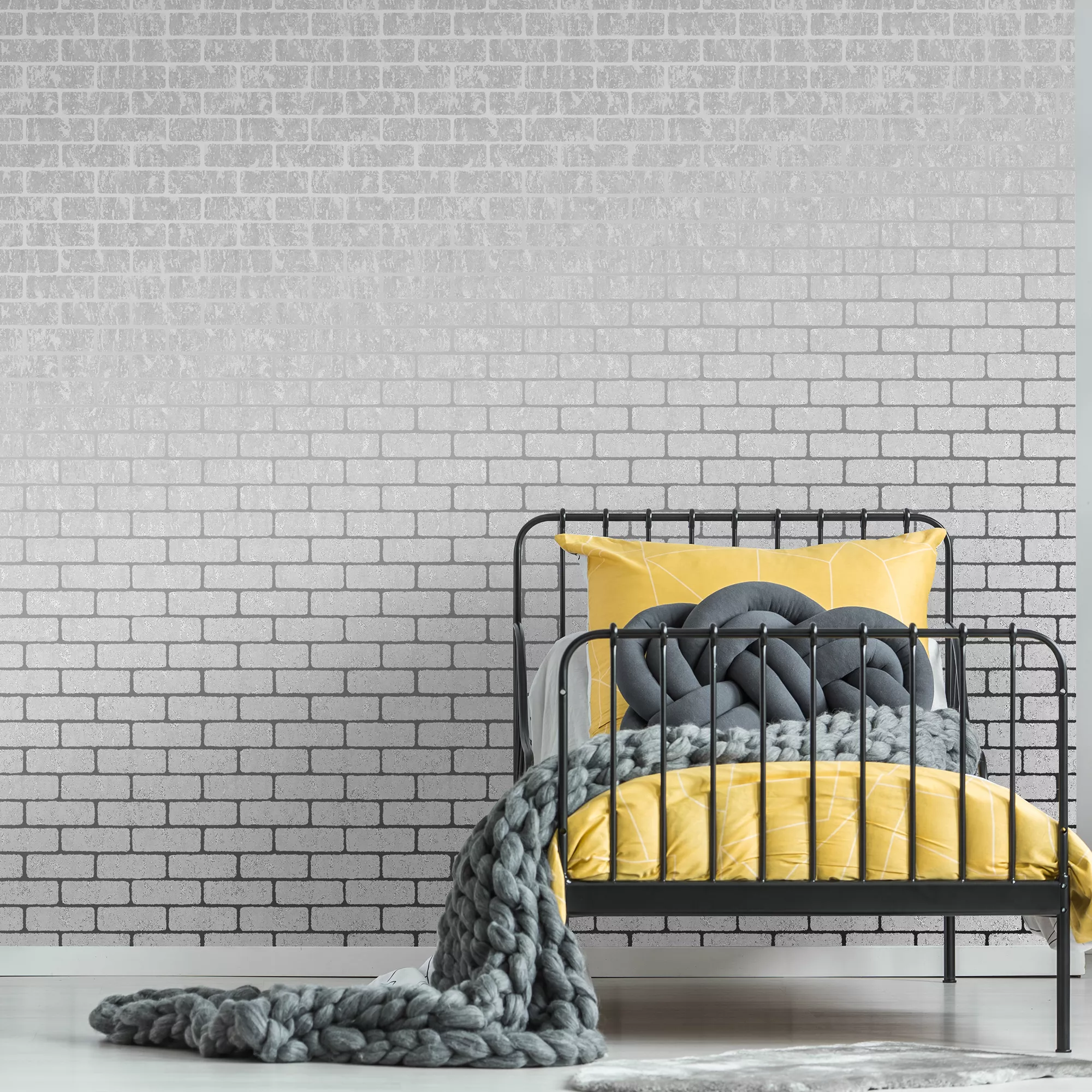 Superfresco Milan Grey Brick Silver Effect Smooth Wallpaper 7 Superfresco Milan Grey Brick Silver Effect Smooth Wallpaper - Image 5