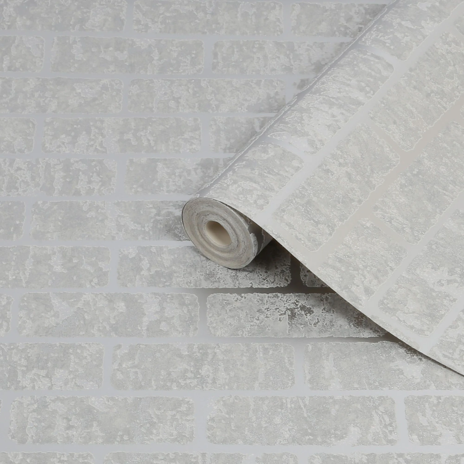 Superfresco Milan Grey Brick Silver Effect Smooth Wallpaper 4 Superfresco Milan Grey Brick Silver Effect Smooth Wallpaper - Image 2