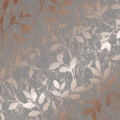 Superfresco Milan Grey Trail Rose Gold Effect Smooth Wallpaper