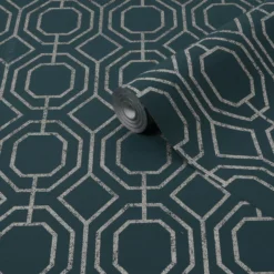 Superfresco Teal Geometric Smooth Wallpaper
