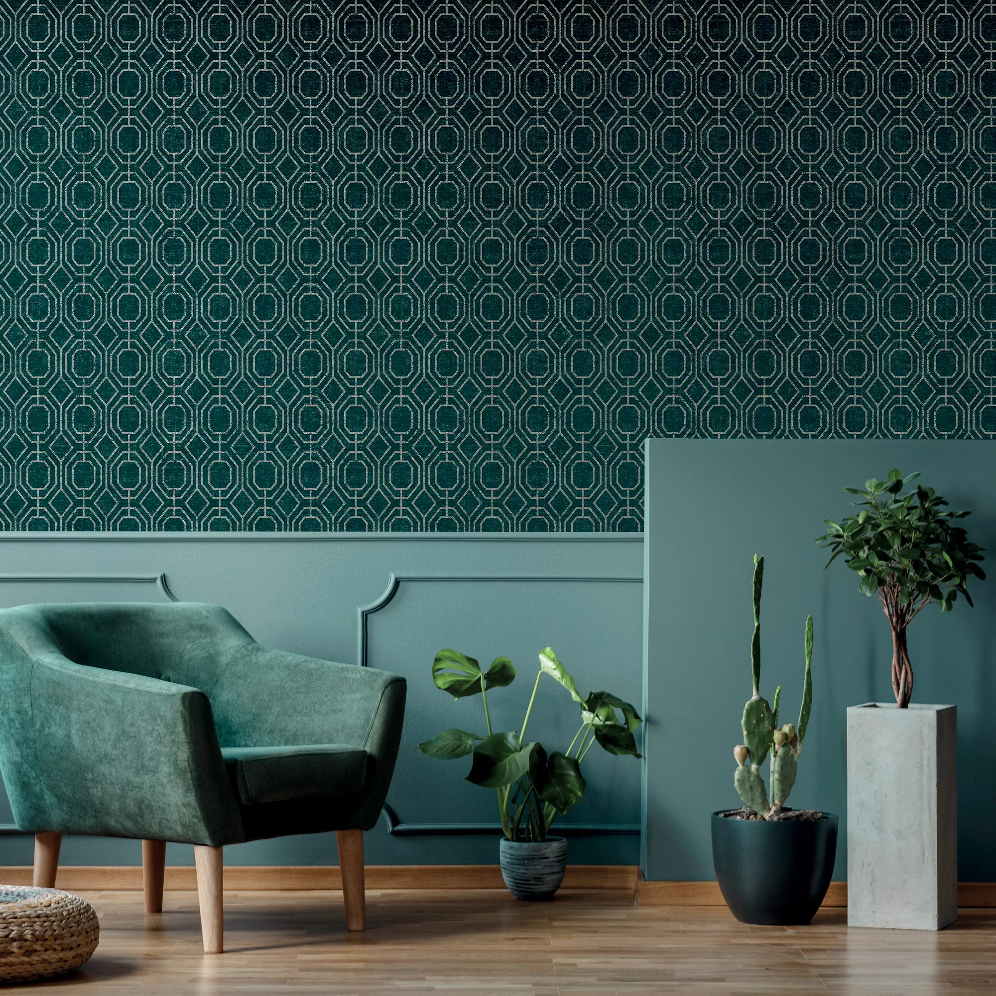 Superfresco Teal Geometric Smooth Wallpaper 5 Superfresco Teal Geometric Smooth Wallpaper - Image 3