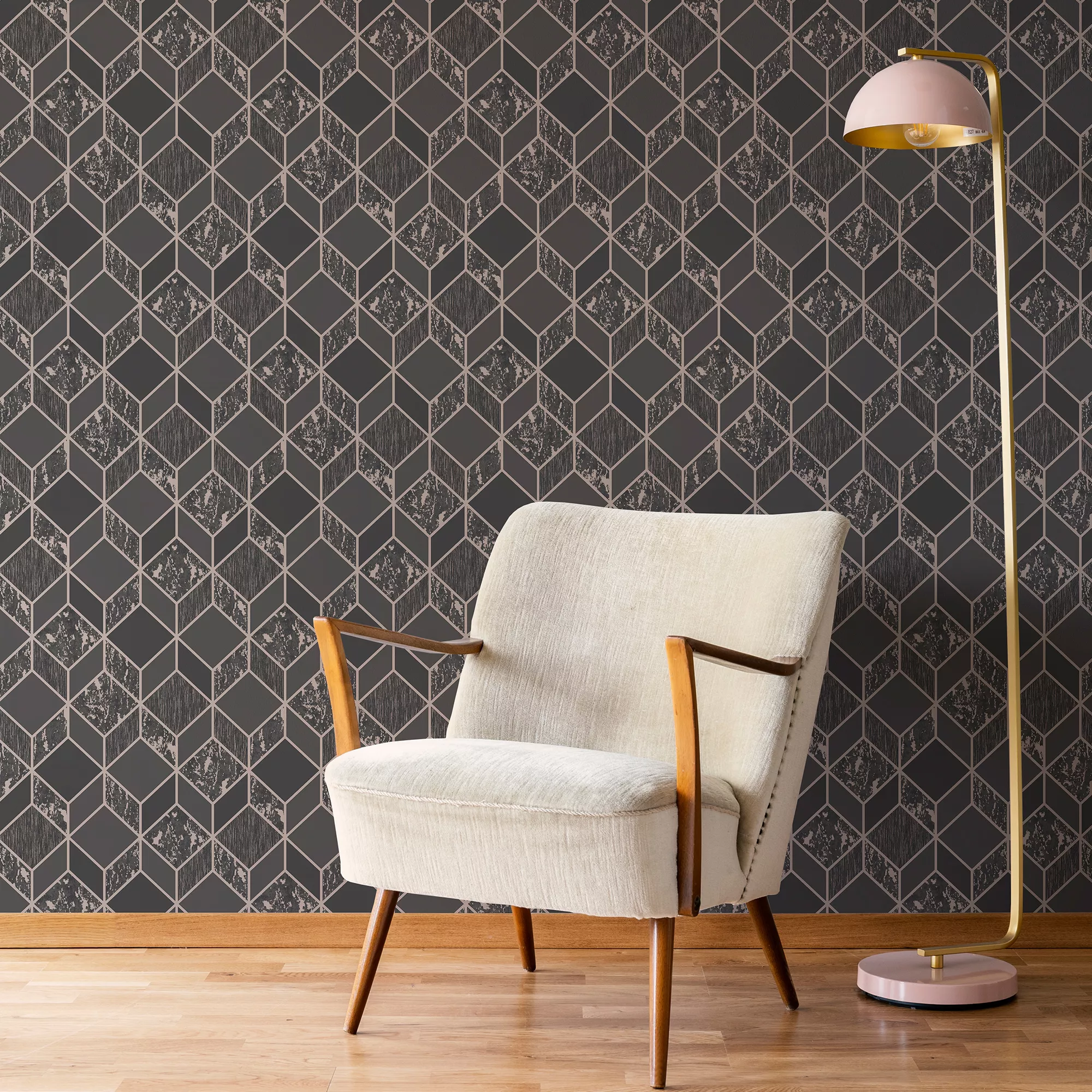 Superfresco Vittorio Charcoal Geometric Metallic Effect Smooth Wallpaper 7 Superfresco Vittorio Charcoal Geometric Metallic Effect Smooth Wallpaper - Image 5