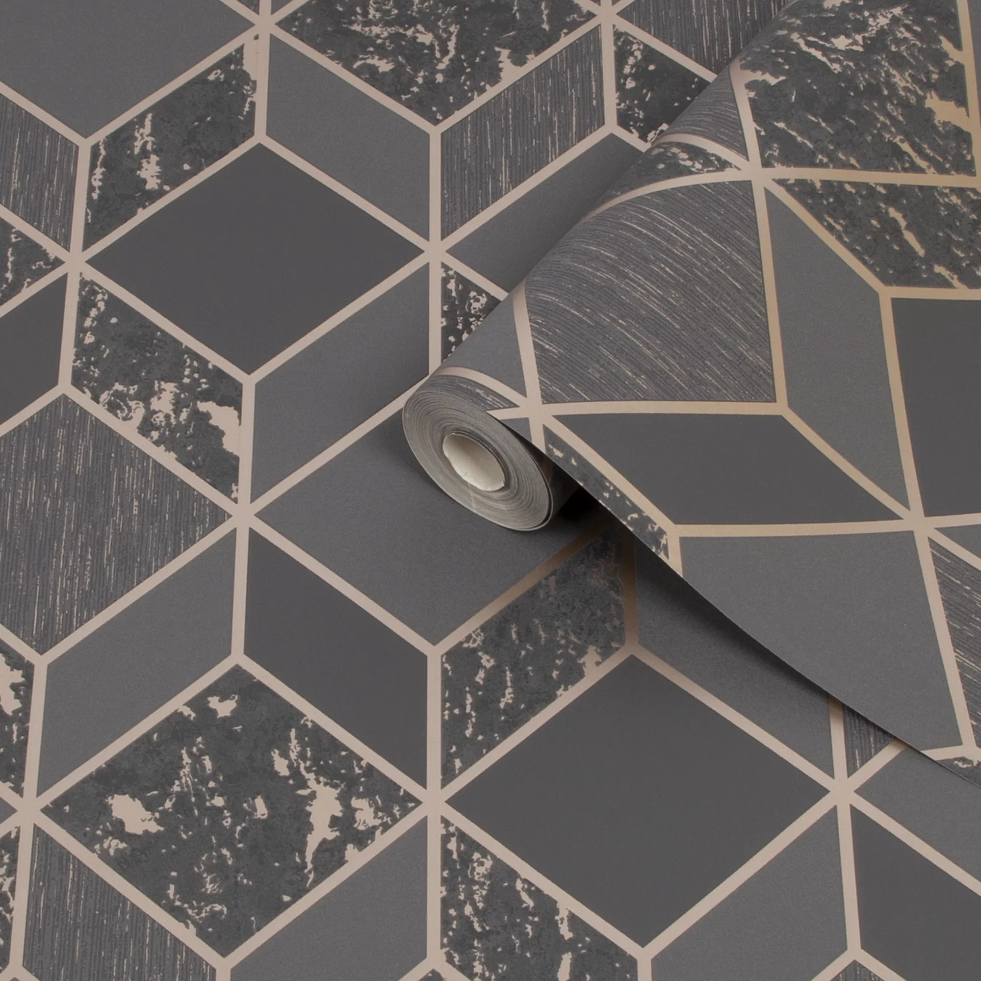Superfresco Vittorio Charcoal Geometric Metallic Effect Smooth Wallpaper 4 Superfresco Vittorio Charcoal Geometric Metallic Effect Smooth Wallpaper - Image 2