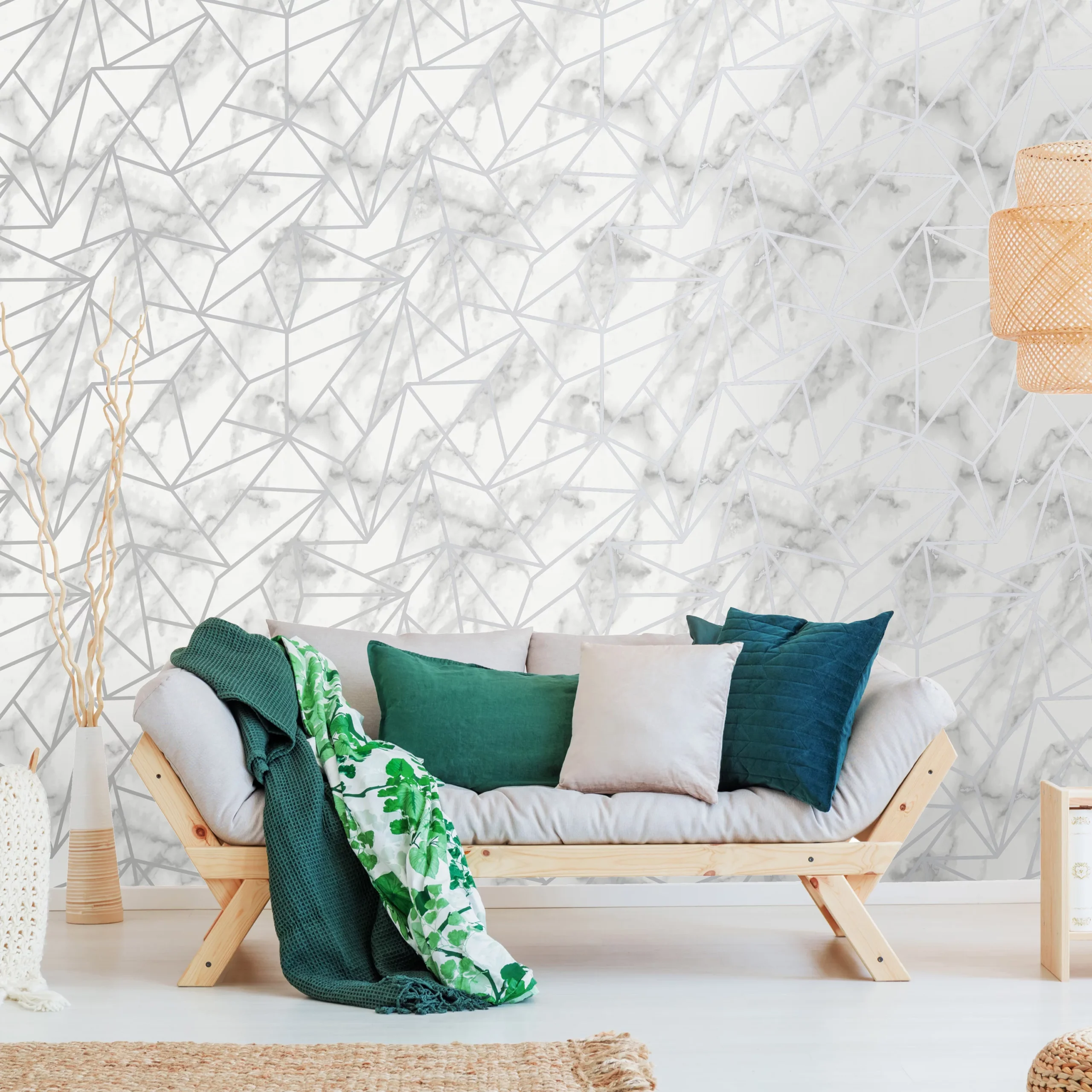 Tregarden Grey Geometric Metallic Effect Smooth Wallpaper 4 Tregarden Grey Geometric Metallic Effect Smooth Wallpaper - Image 2