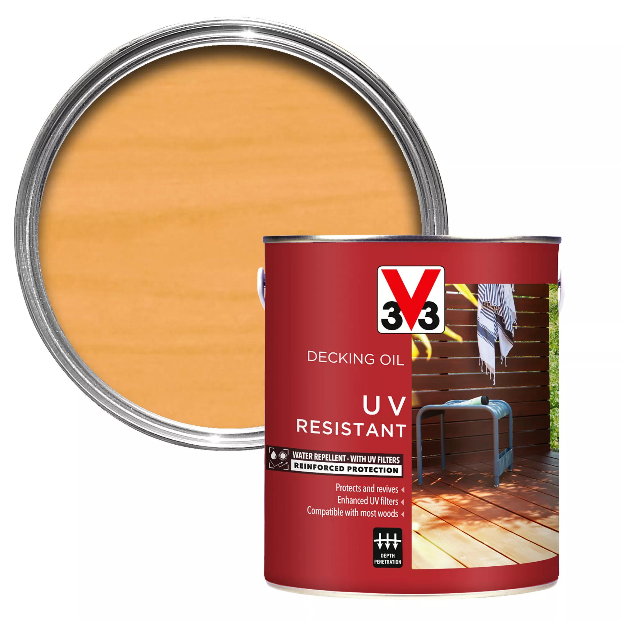 V33 Clear UV Resistant Decking Wood Oil, 2.5L 3 V33 Clear UV Resistant Decking Wood Oil, 2.5L