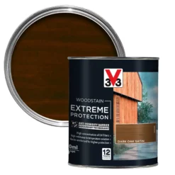 V33 Extreme Protection Dark Oak Satin Wood Stain, 750ml
