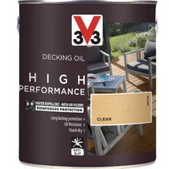 V33 High Performance Clear UV Resistant Decking Wood Oil, 2.5L -Trade Point Sale v33 high performance clear uv resistant decking wood oil 2 5l3153895163040 08c bq