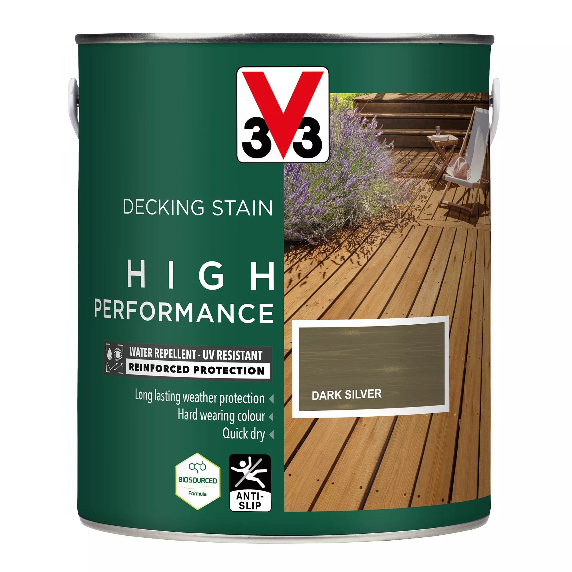 V33 High Performance Dark Silver Satin Quick Dry Decking Stain, 2.5L 4 V33 High Performance Dark Silver Satin Quick Dry Decking Stain, 2.5L - Image 2