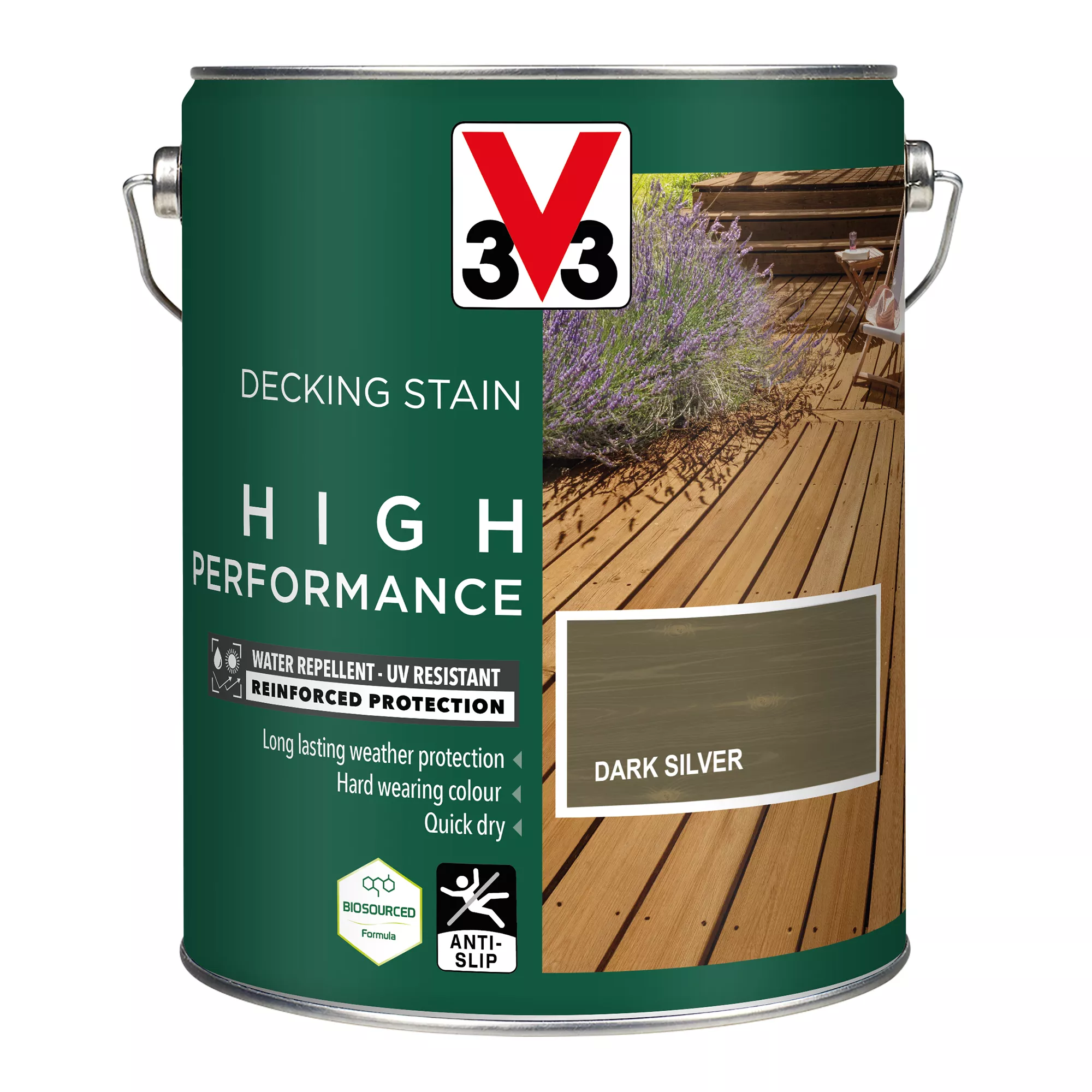 V33 High Performance Dark Silver Satin Quick Dry Decking Stain, 5L 4 V33 High Performance Dark Silver Satin Quick Dry Decking Stain, 5L - Image 2