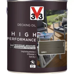 V33 High Performance Grey UV Resistant Decking Wood Oil, 2.5L -Trade Point Sale v33 high performance grey uv resistant decking wood oil 2 5l3153895164405 03c