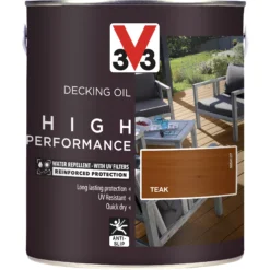 V33 High Performance Teak UV Resistant Decking Wood Oil, 2.5L -Trade Point Sale v33 high performance teak uv resistant decking wood oil 2 5l3153895164382 03c