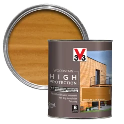 V33 High Protection Medium Oak Mid Sheen Wood Stain, 750ml